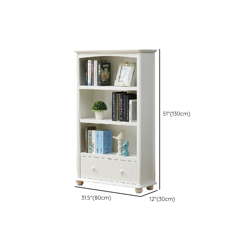 Contemporary Wood Bookshelf Standard Closed Back White Bookcase