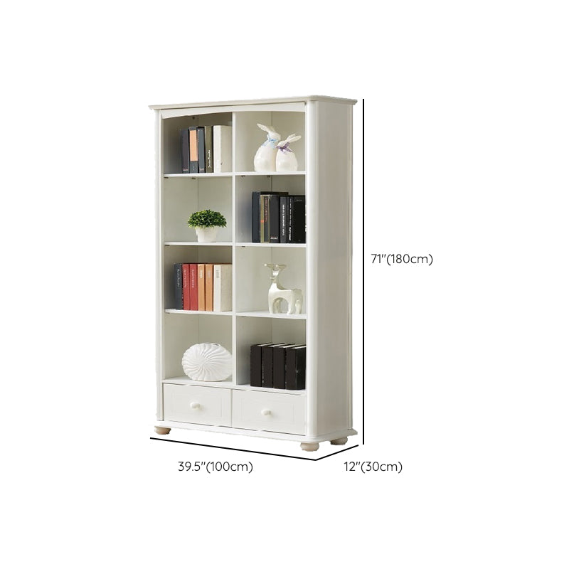 Contemporary Wood Bookshelf Standard Closed Back White Bookcase