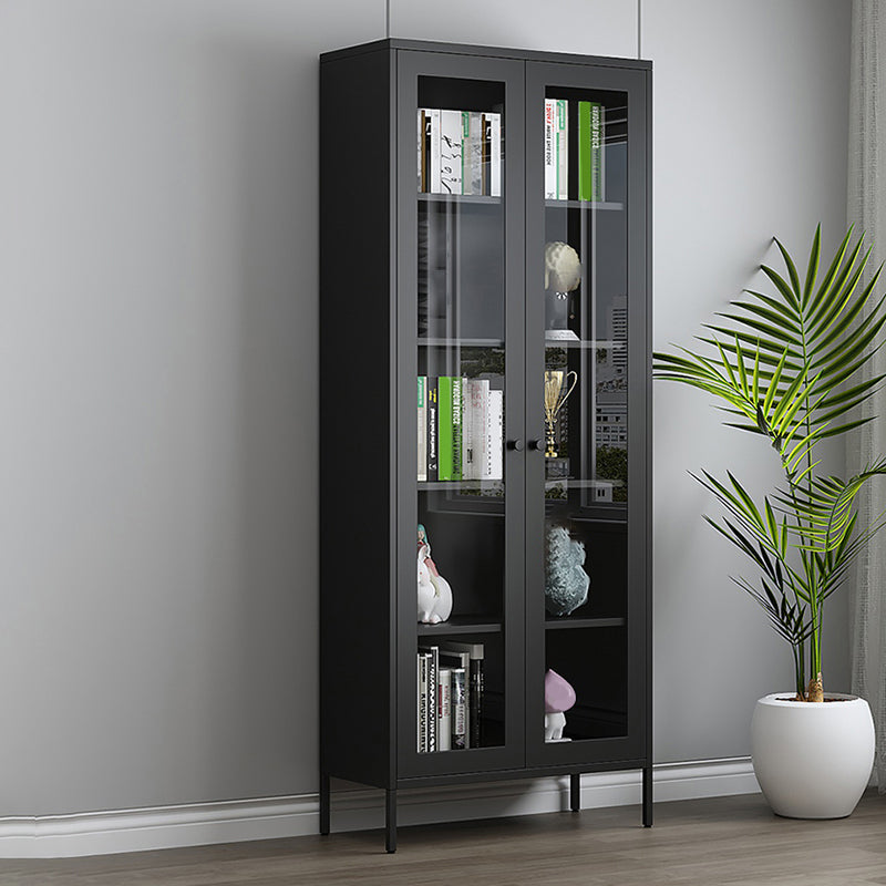 Scandinavian Standard Bookshelf Metal Closed Back Bookcase with Doors