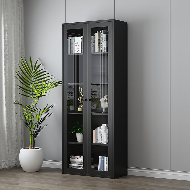 Scandinavian Standard Bookshelf Metal Closed Back Bookcase with Doors