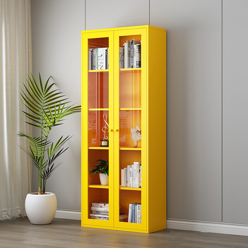Scandinavian Standard Bookshelf Metal Closed Back Bookcase with Doors