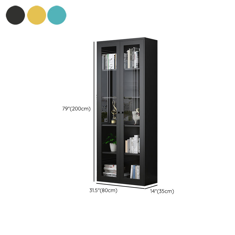 Scandinavian Standard Bookshelf Metal Closed Back Bookcase with Doors