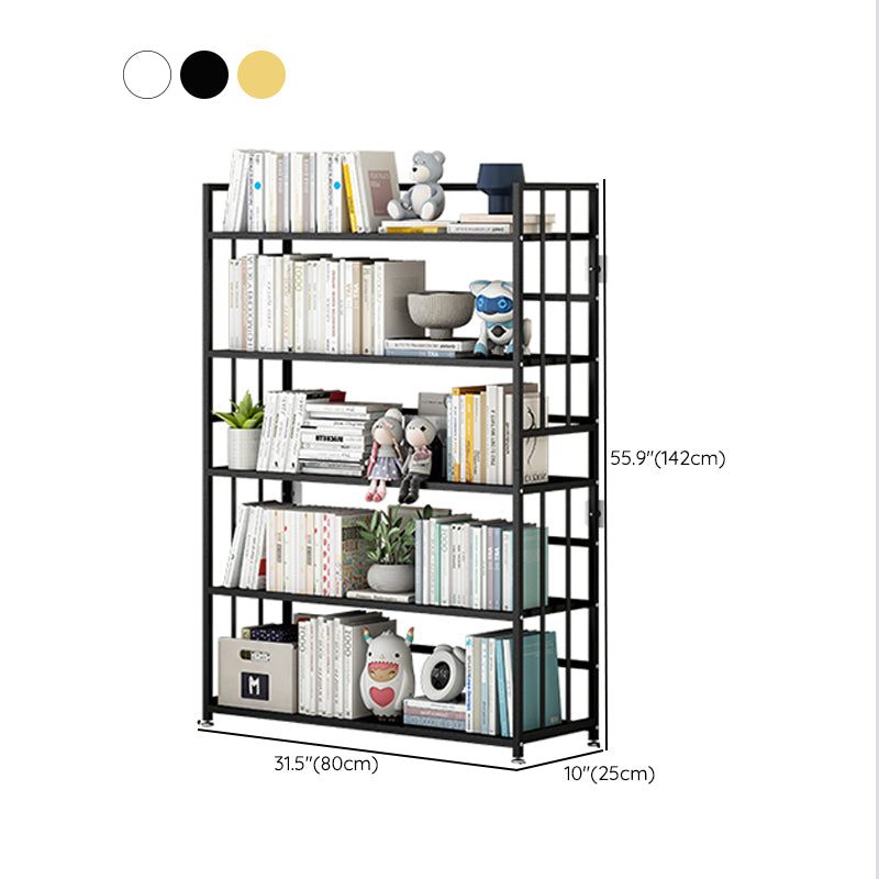 Open Back Standard Bookcase Metal Modern Bookshelf with Shelves