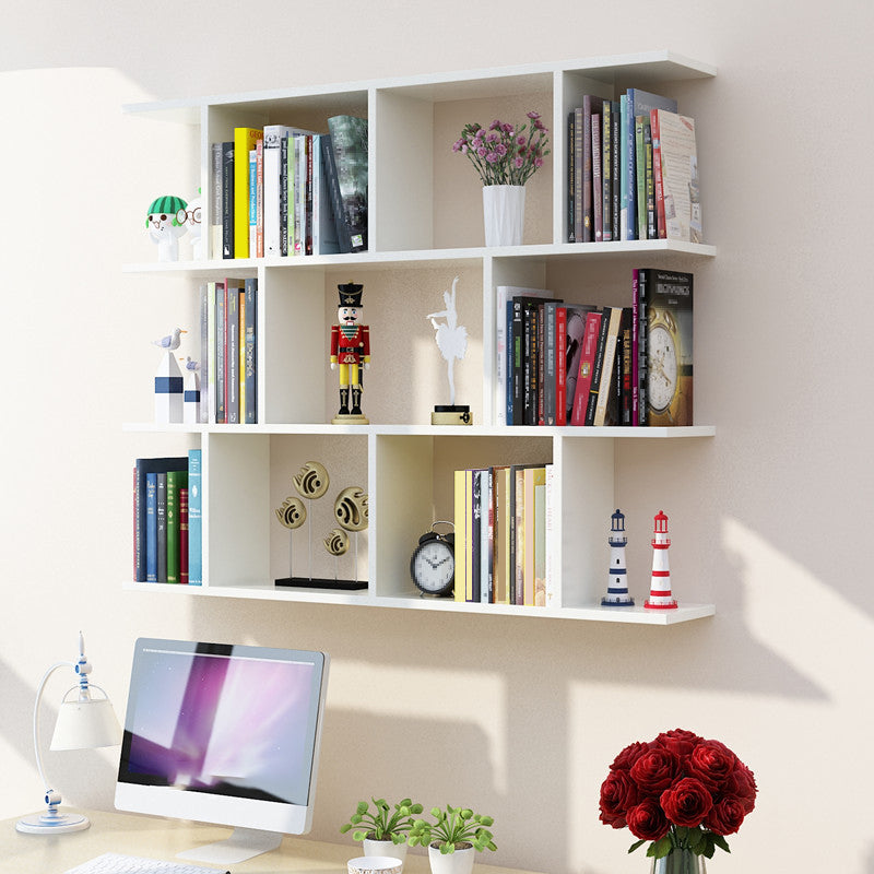 Wall Mounted Bookcase Engineered Wood Bookshelf Open Bookcase