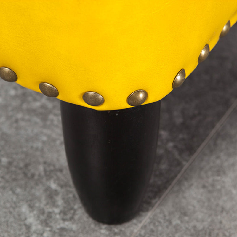 Glam Ottoman Faux Leather Upholstered Solid Color Square Ottoman with Nailhead Trim