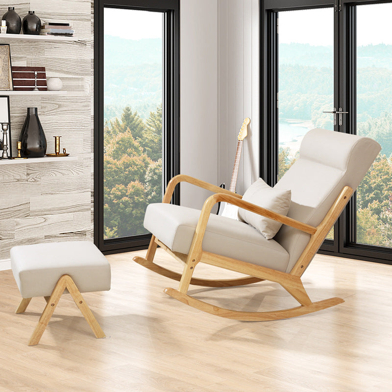 Modern Wooden Base Home Rocking Chair Lounge Leisure Lazy Chair for Balcony