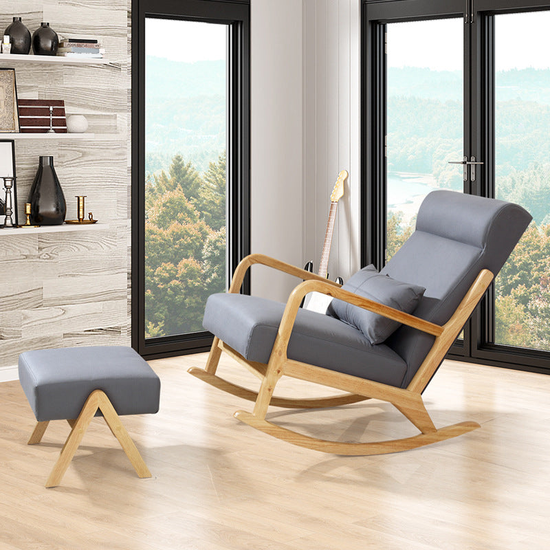 Modern Wooden Base Home Rocking Chair Lounge Leisure Lazy Chair for Balcony