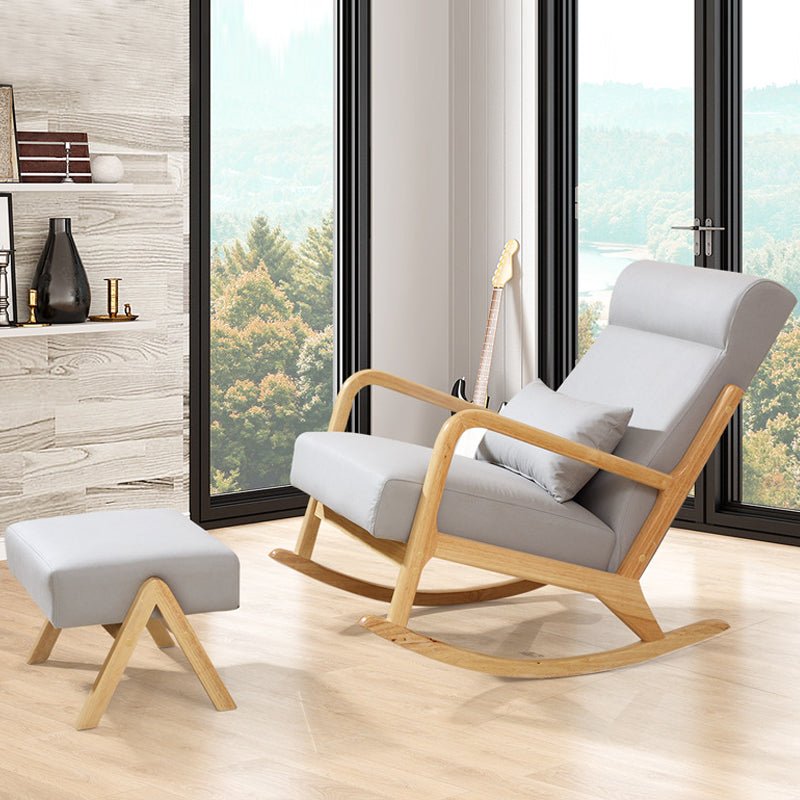 Modern Wooden Base Home Rocking Chair Lounge Leisure Lazy Chair for Balcony