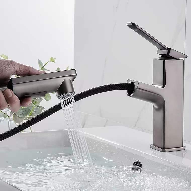 Modern Bathroom Vessel Faucet Solid Color Brass Vessel Sink Faucet for Bathroom