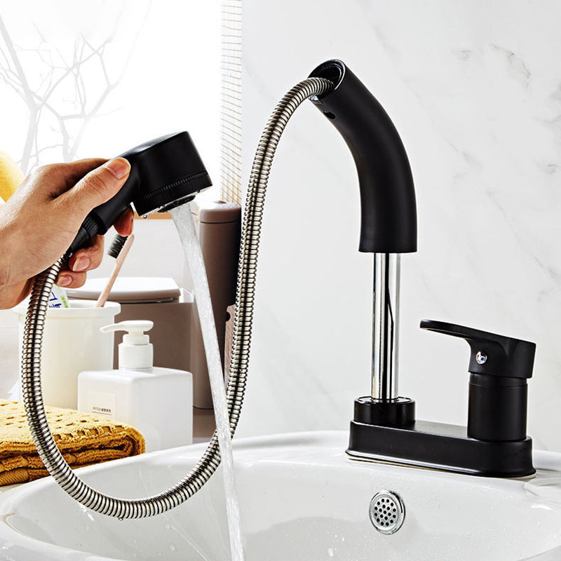 Modern Vessel Faucet Copper Single Handle Low Arc Retractable Vessel Faucet