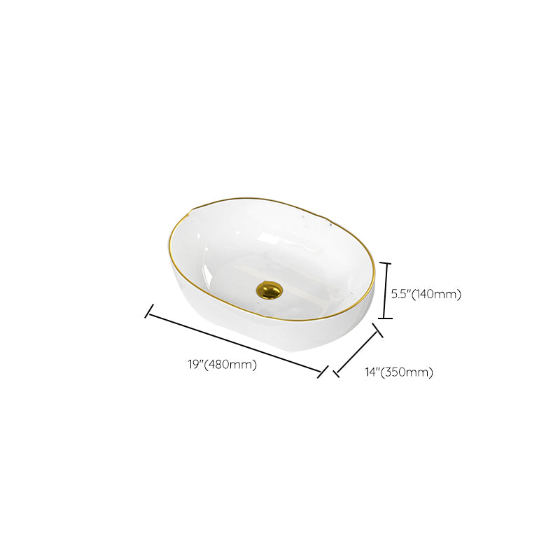Traditional Vessel Sink Rectangular Porcelain with Overflow And Drain Assembly Wash Stand