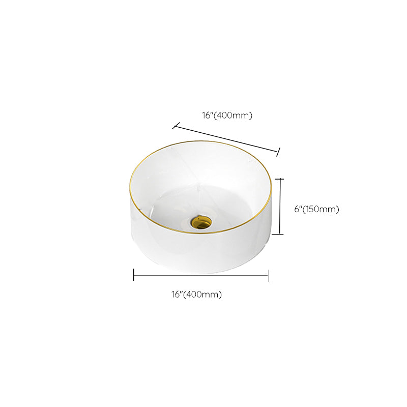 Traditional Vessel Sink Rectangular Porcelain with Overflow And Drain Assembly Wash Stand