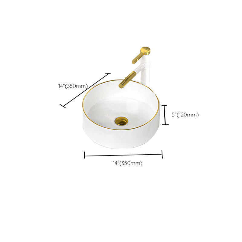 Traditional Vessel Sink Rectangular Porcelain with Overflow And Drain Assembly Wash Stand