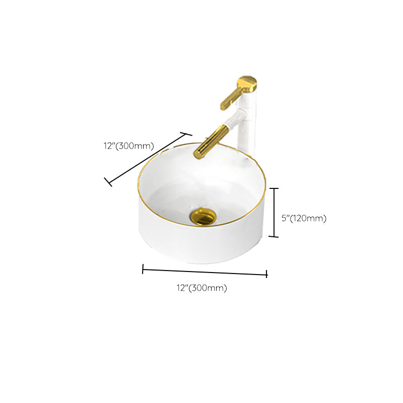 Traditional Vessel Sink Rectangular Porcelain with Overflow And Drain Assembly Wash Stand