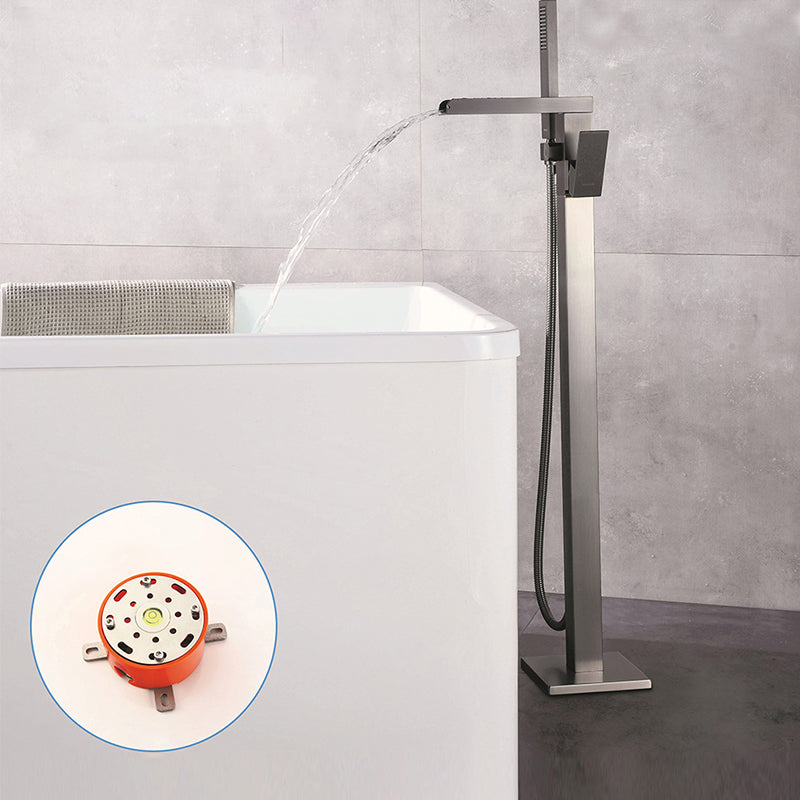 Floor Mounted Metal Freestanding Tub Filler 1 Handle Freestanding Faucet with Hose