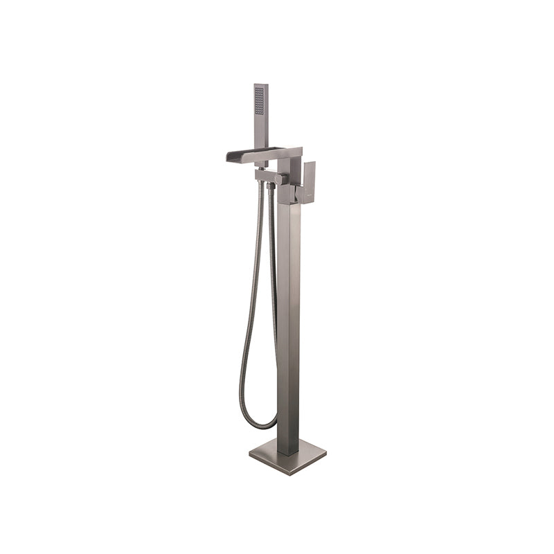 Floor Mounted Metal Freestanding Tub Filler 1 Handle Freestanding Faucet with Hose