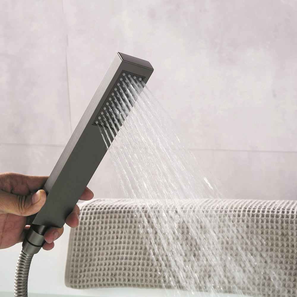 Floor Mounted Metal Freestanding Tub Filler 1 Handle Freestanding Faucet with Hose