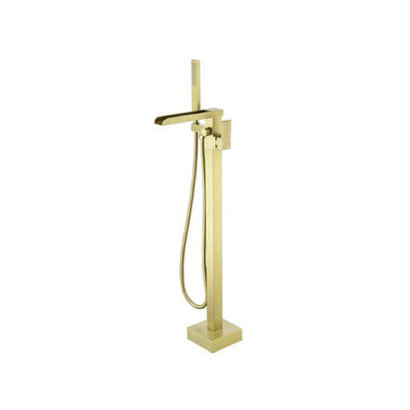 Floor Mounted Metal Freestanding Tub Filler 1 Handle Freestanding Faucet with Hose