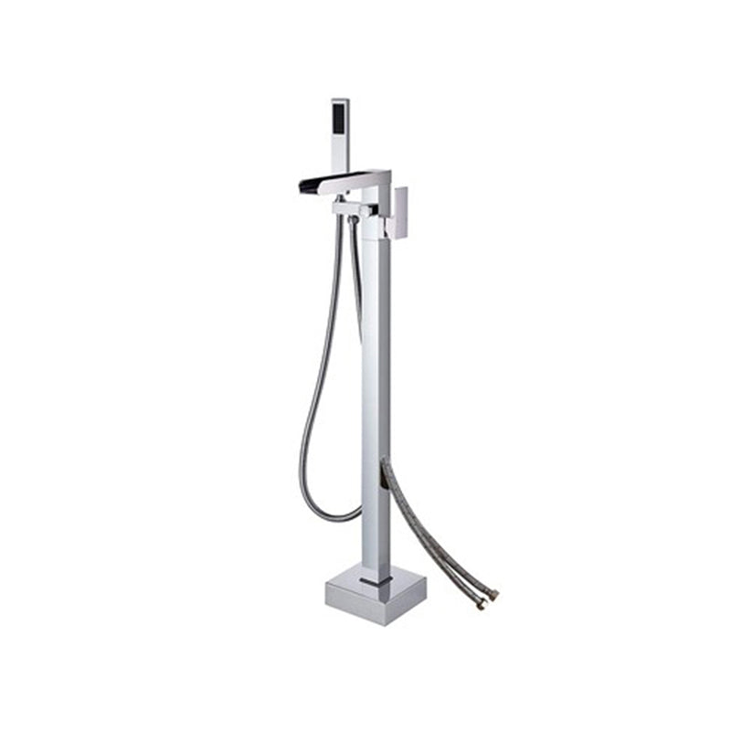 Floor Mounted Metal Freestanding Tub Filler 1 Handle Freestanding Faucet with Hose