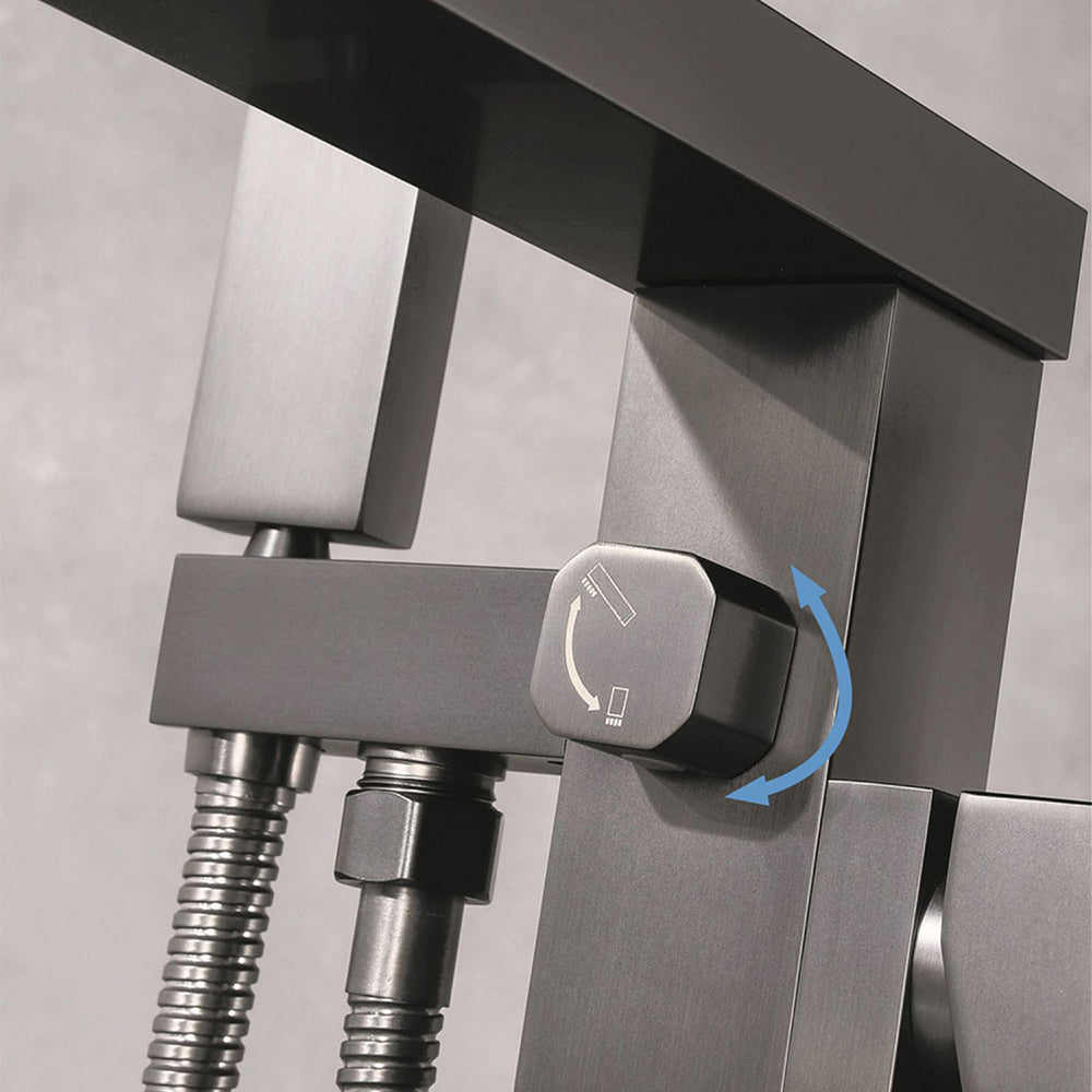 Floor Mounted Metal Freestanding Tub Filler 1 Handle Freestanding Faucet with Hose