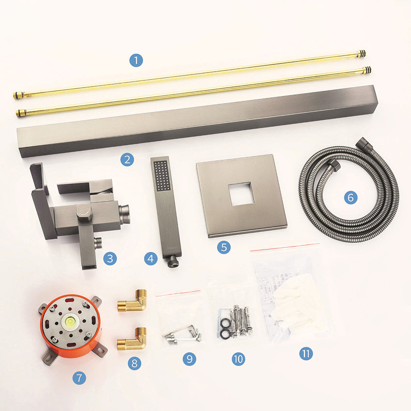 Floor Mounted Metal Freestanding Tub Filler 1 Handle Freestanding Faucet with Hose