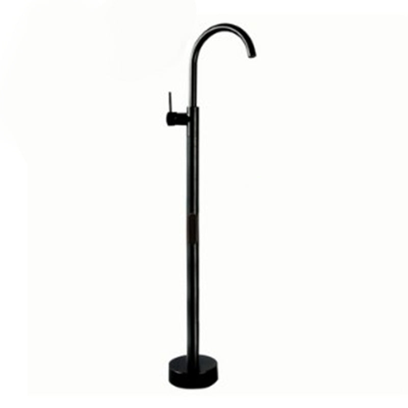 Floor Mounted Copper Bathroom Tub Faucet Set Freestanding High Arc Tub Filler Trim