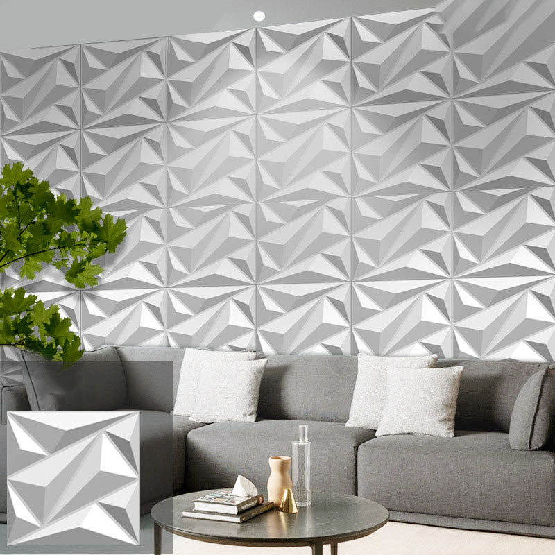 Modern Style Wall Plank 3D Print Bathroom Living Room Wall Panels Set of 40 in White