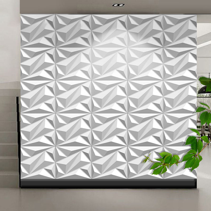 Modern Style Wall Plank 3D Print Bathroom Living Room Wall Panels Set of 40 in White