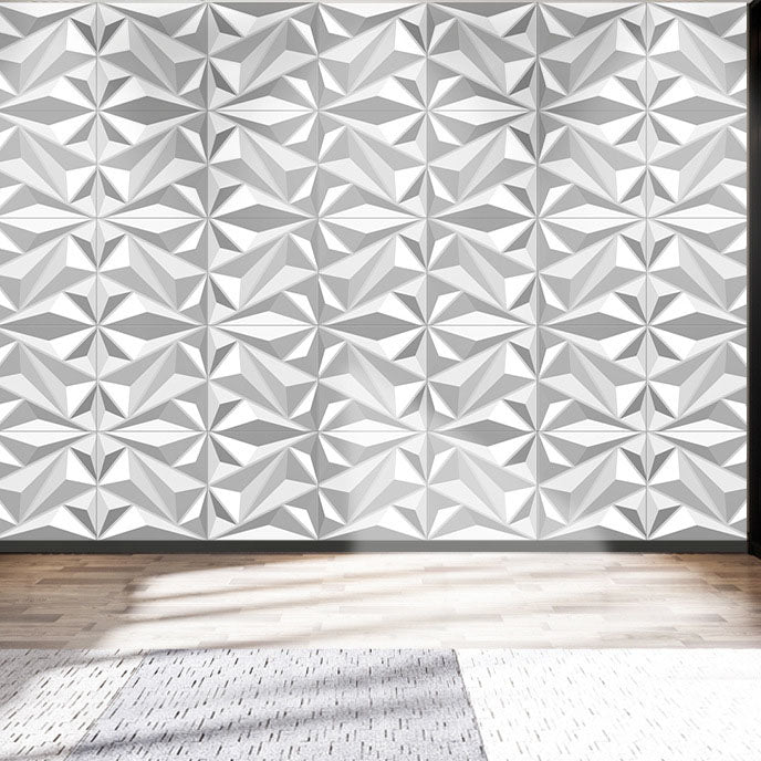 Modern Style Wall Plank 3D Print Bathroom Living Room Wall Panels Set of 40 in White