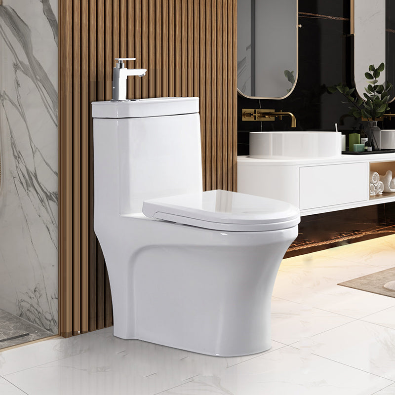 Contemporary Ceramic Toilet Bowl One Piece Skirted Urine Toilet with Seat