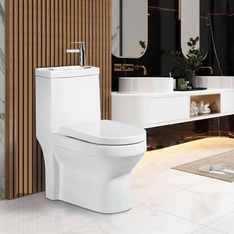 Contemporary Ceramic Toilet Bowl One Piece Skirted Urine Toilet with Seat