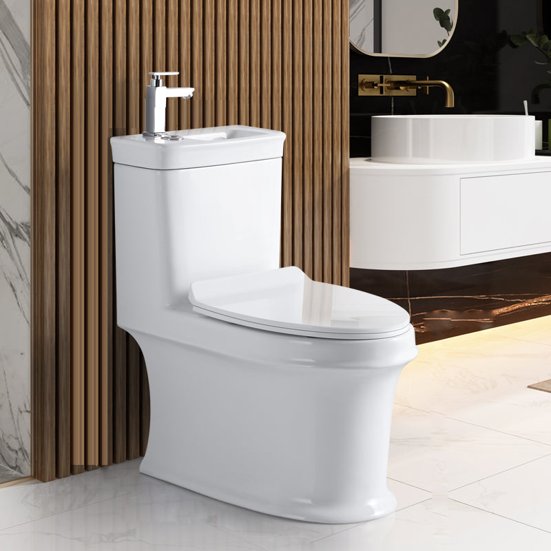 Contemporary Ceramic Toilet Bowl One Piece Skirted Urine Toilet with Seat