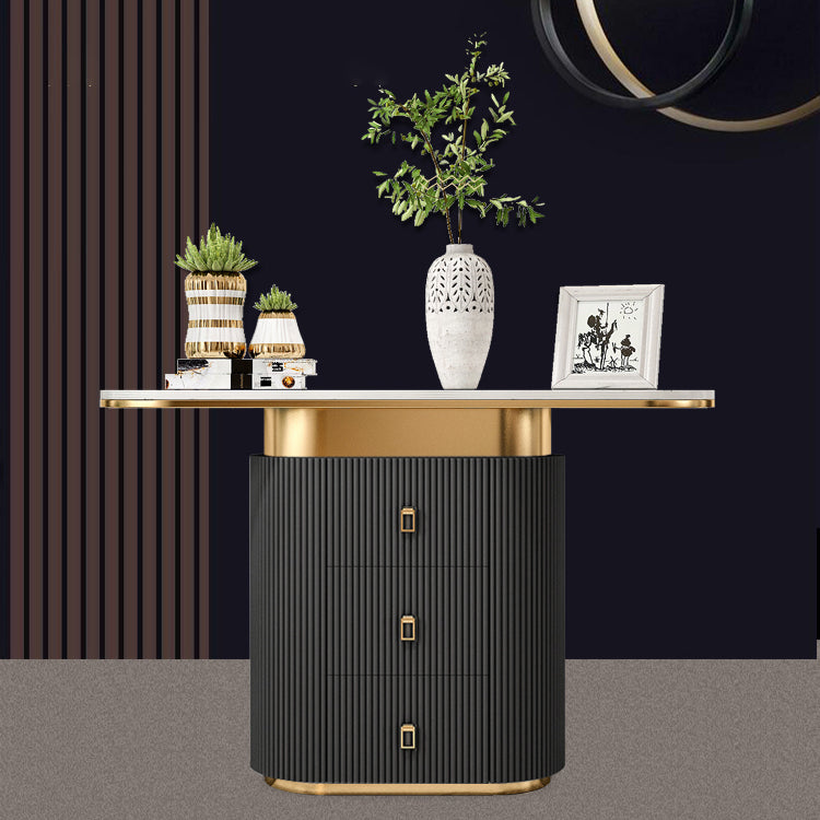 Glam Stone Console Table Scratch Resistant Console Sofa Table for Hall