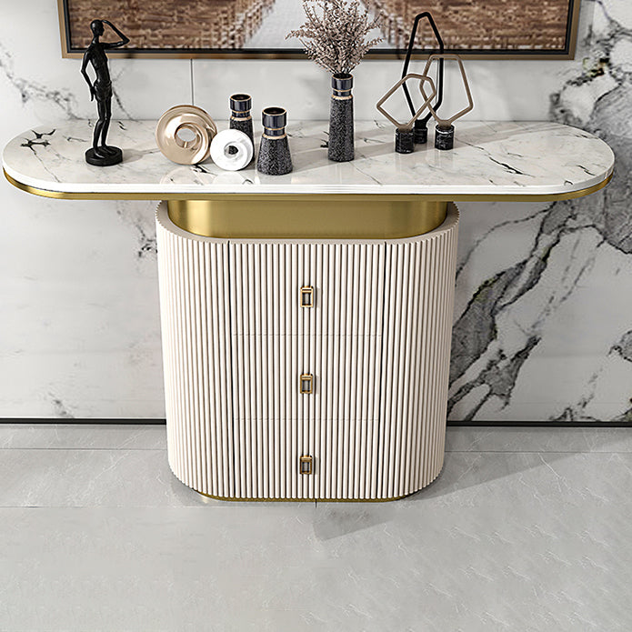 Glam Stone Console Table Scratch Resistant Console Sofa Table for Hall
