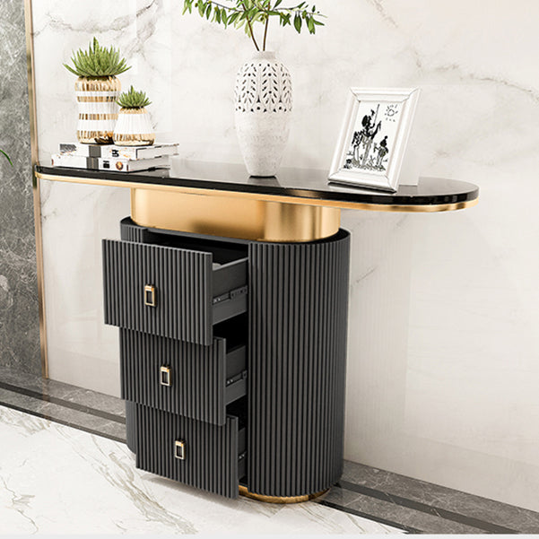 Glam Stone Console Table Scratch Resistant Console Sofa Table for Hall
