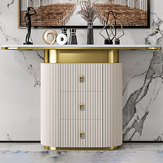 Glam Stone Console Table Scratch Resistant Console Sofa Table for Hall