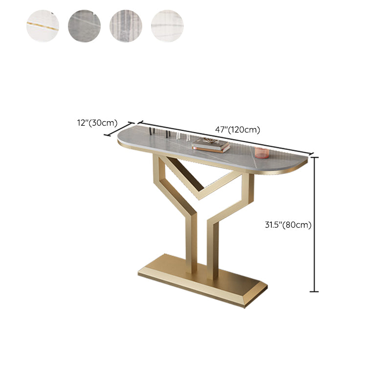 Stone Half Moon Accent Table 1-shelf 11.81" Wide Console Table