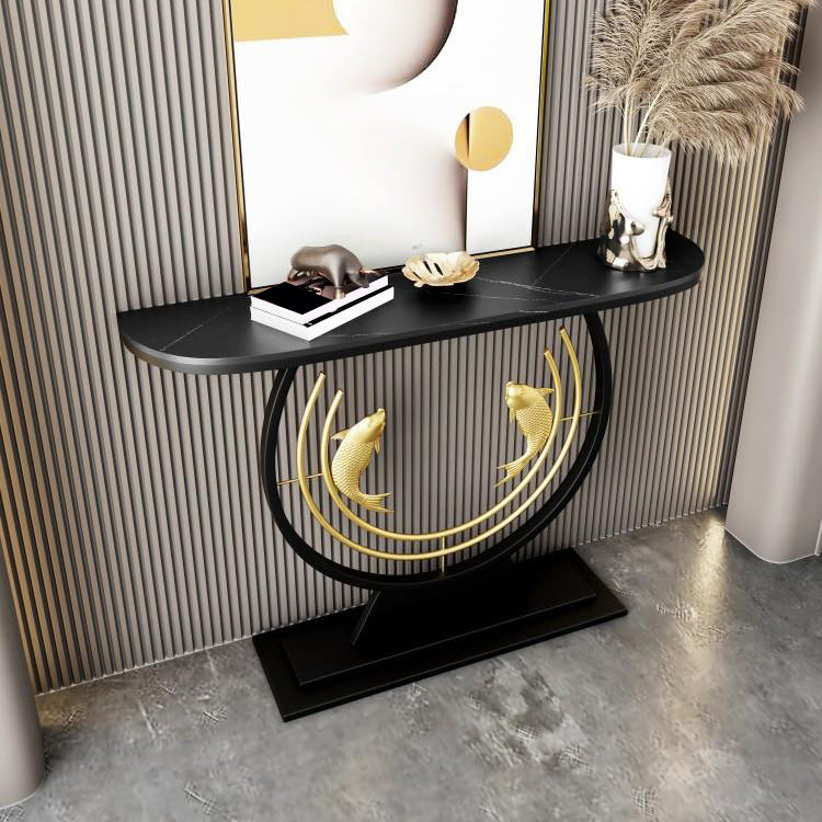 Glam Console Sofa Table Antique Finish Half Moon Console Table
