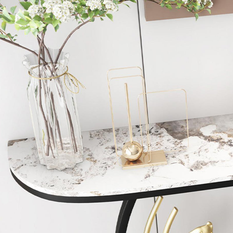Glam Console Sofa Table Antique Finish Half Moon Console Table