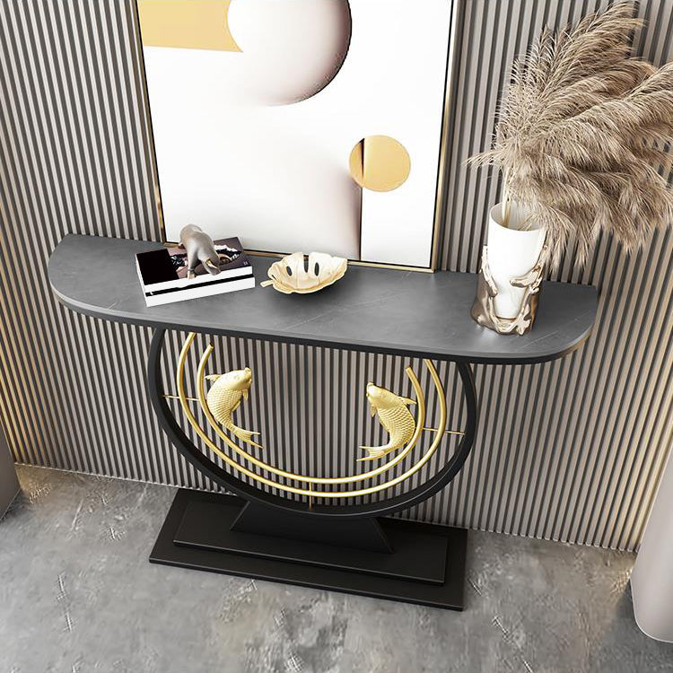 Glam Console Sofa Table Antique Finish Half Moon Console Table