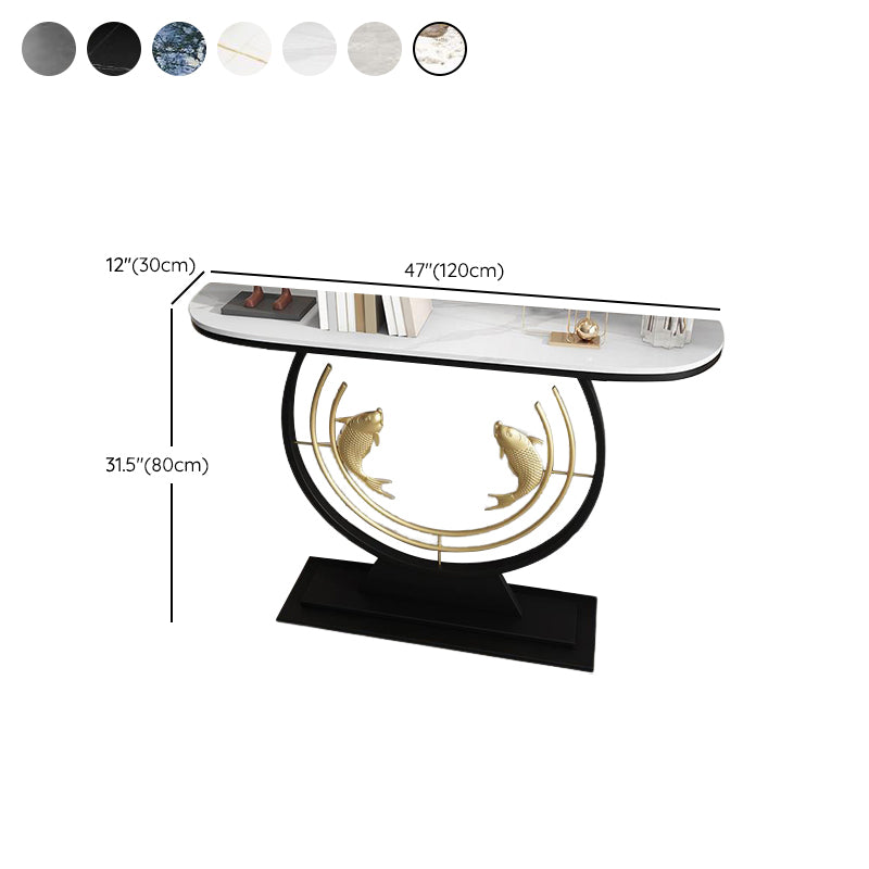 Glam Console Sofa Table Antique Finish Half Moon Console Table