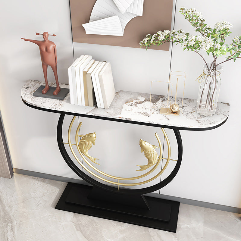 Contemporary Stone Console Table Stain Resistant Console Sofa Table for Hall
