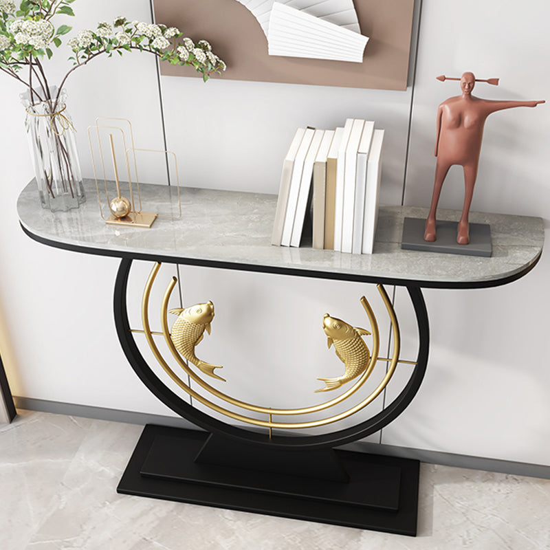 Contemporary Stone Console Table Stain Resistant Console Sofa Table for Hall