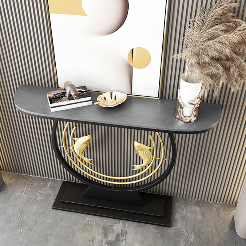Contemporary Stone Console Table Stain Resistant Console Sofa Table for Hall