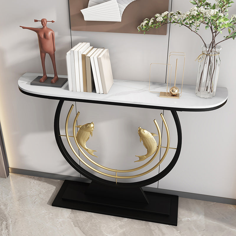 Contemporary Stone Console Table Stain Resistant Console Sofa Table for Hall