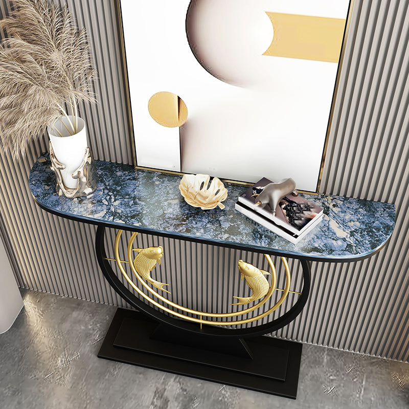 Contemporary Stone Console Table Stain Resistant Console Sofa Table for Hall