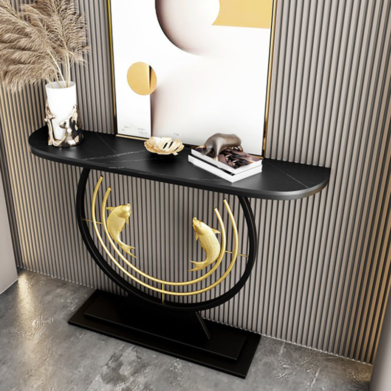 Contemporary Stone Console Table Stain Resistant Console Sofa Table for Hall