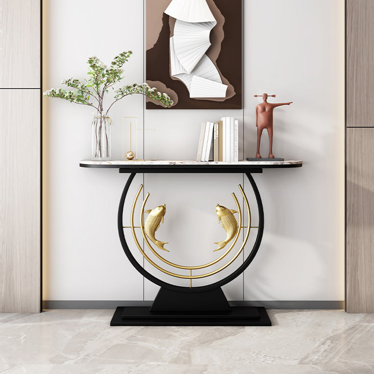 Contemporary Stone Console Table Stain Resistant Console Sofa Table for Hall
