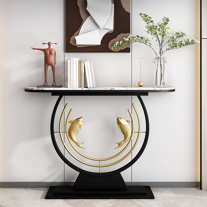 Contemporary Stone Console Table Stain Resistant Console Sofa Table for Hall