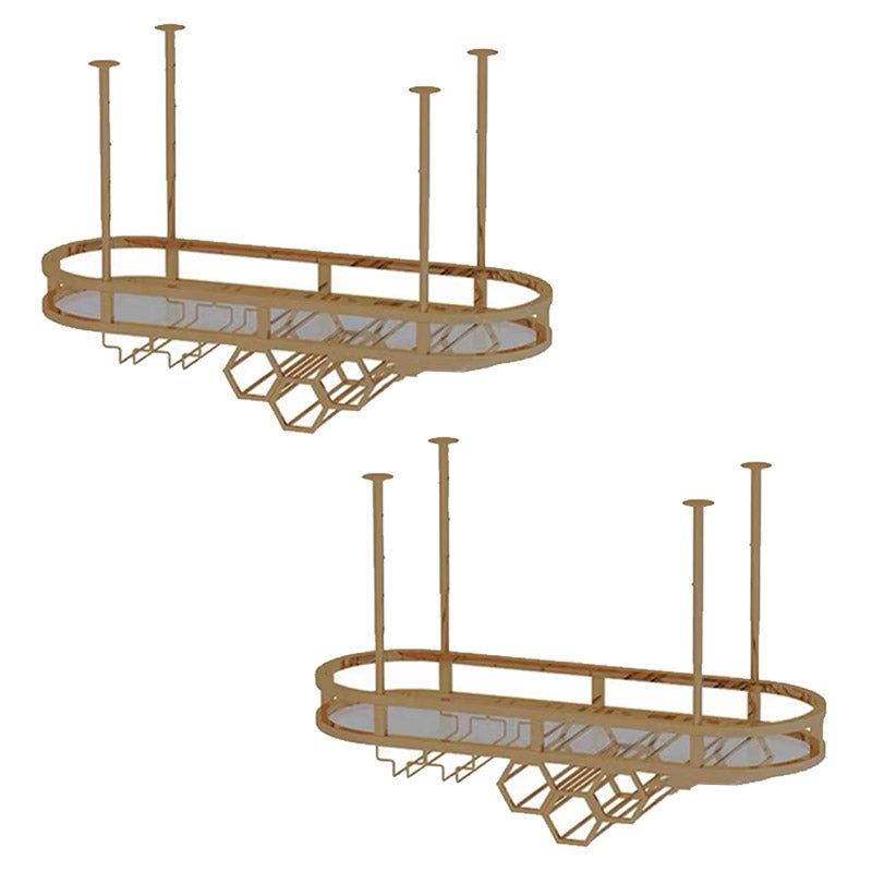 Glam Hanging Wine Rack Metal Wine Bottle & Glass Rack for Living Room